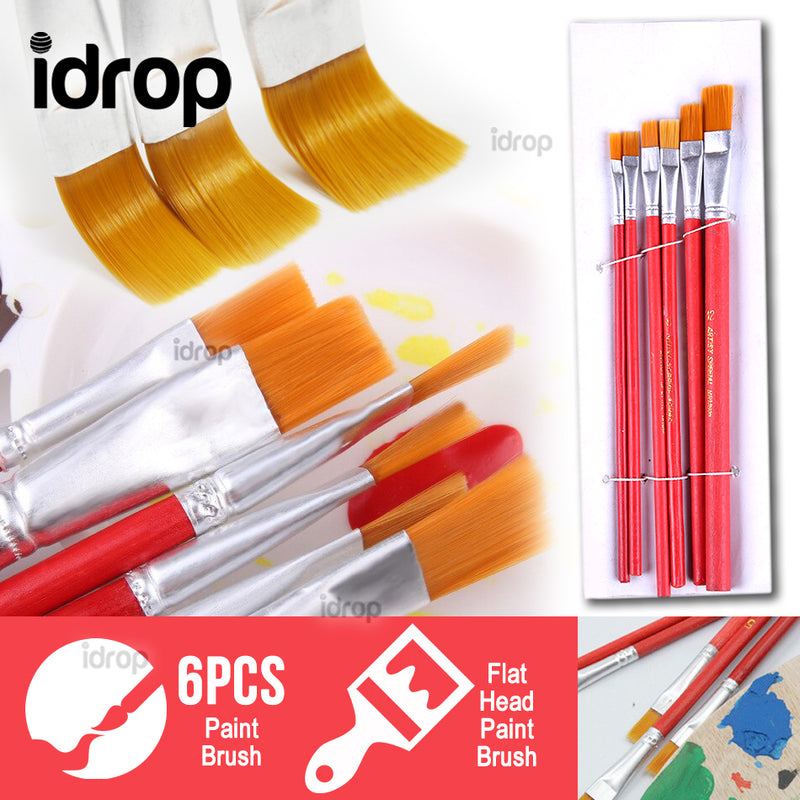 idrop 6pcs Flat Head Paint Brush Set