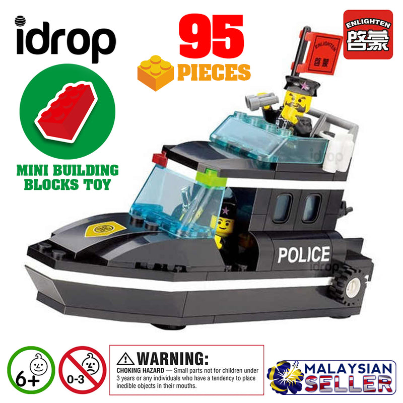 idrop ENLIGHTEN [ POLICE BOAT ]- Police Series Building Block Toy ( 95 pcs )