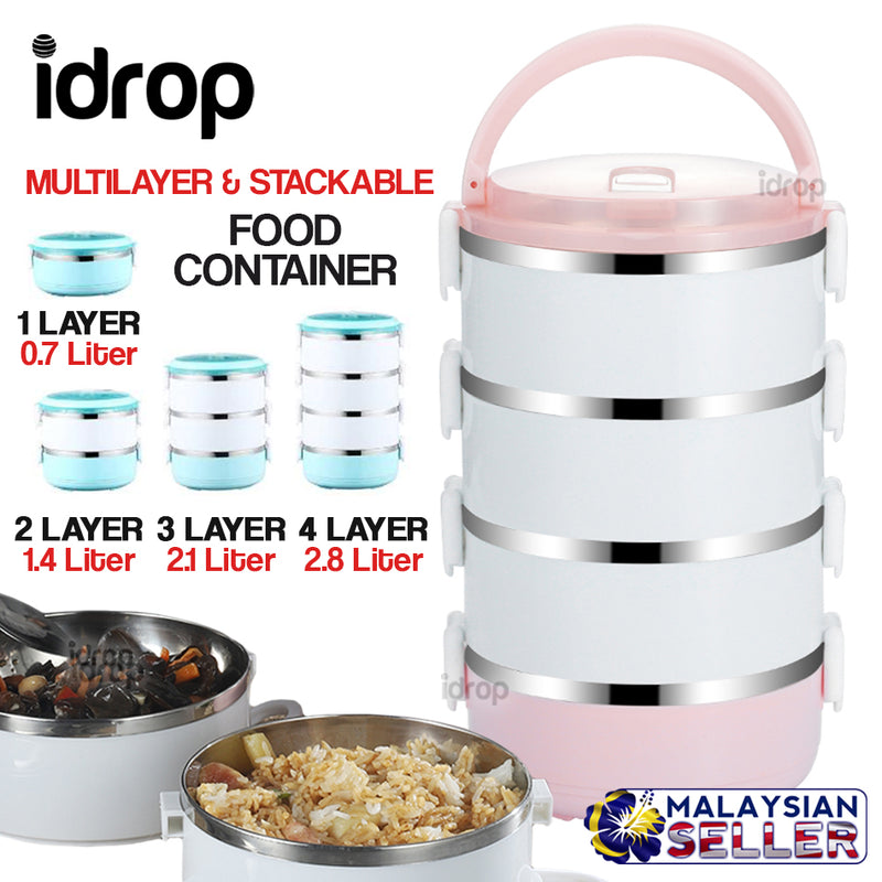idrop Multilayer Stackable Eating Bento Food Container [ 0.7L / 1.4L / 2.1L / 2.8L ]