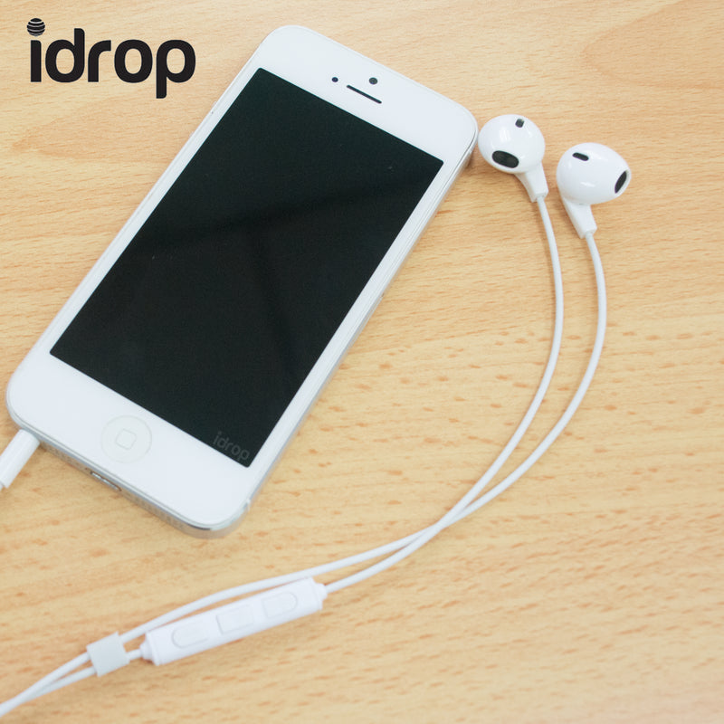 idrop Hands Free Headset with Play / Call / Volume button | Black / White Color