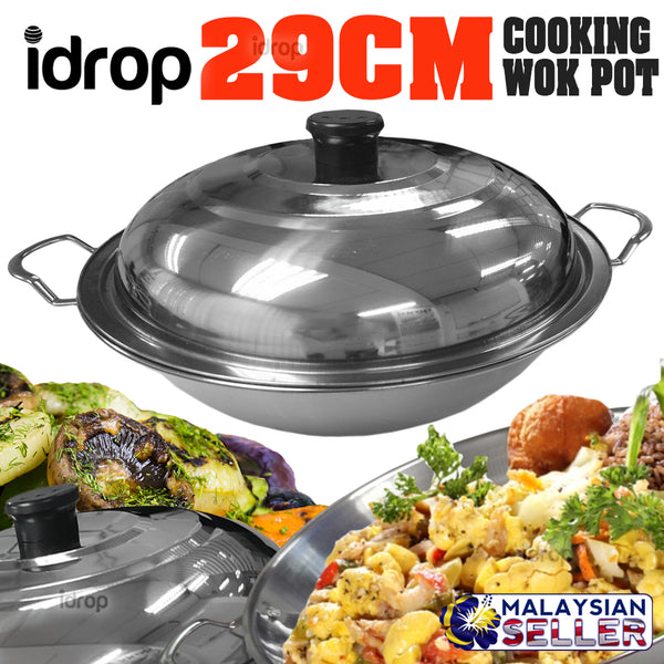 idrop 29CM Cooking Wok Pot with Lid Cover [ FENG LONG ]