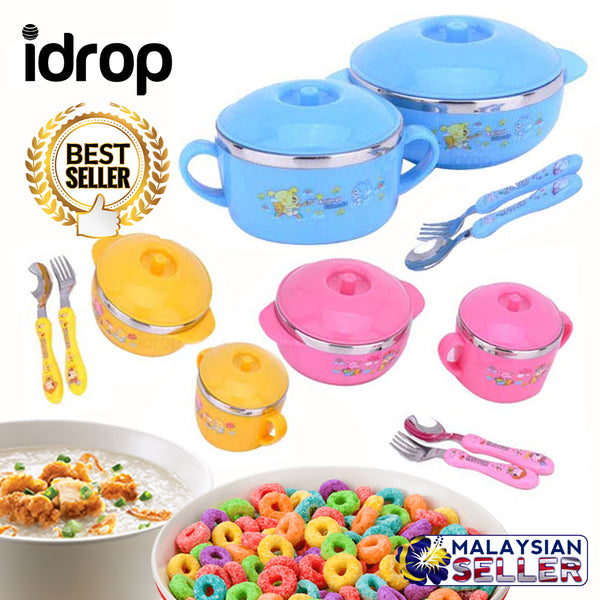 idrop CHILDREN BOWL SET - Eating Set with Spoon and Fork