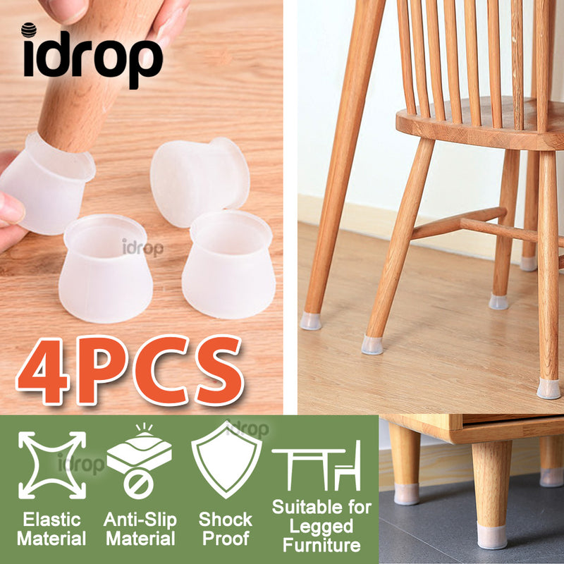 idrop 4PCS Elastic Anti Slip Protection Silicone Cover Mute for Chair Table Furniture Leg