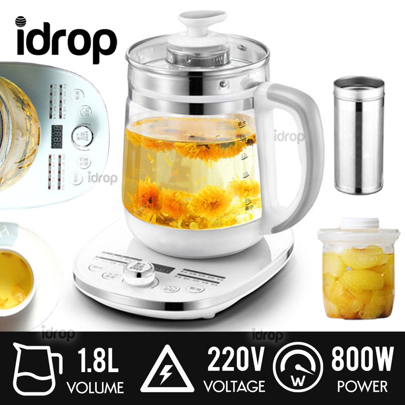 idrop 1.8L Electric Glass Body Kettle Health Pot - Cerek Air Elektrik