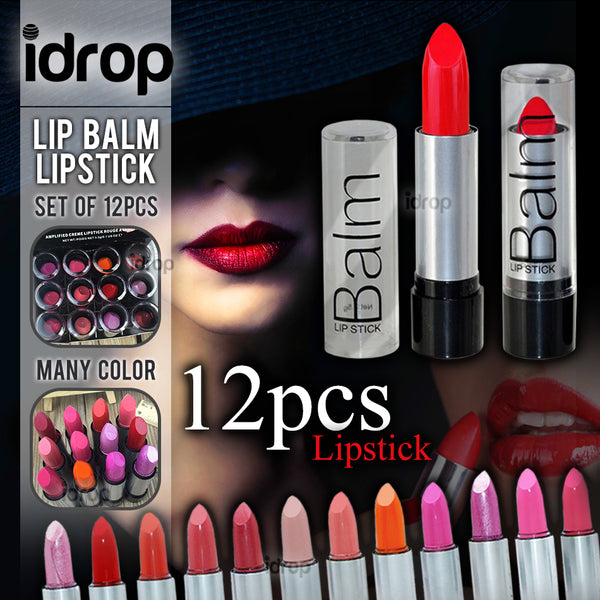 idrop 12pcs Big & Red Lipstick Beautiful Sexy Moisturizing Lip Balm Cosmetic Makeup / Set Gincu