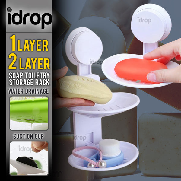 idrop Singular Soap & Toiletry Bathroom Accessory Wall Mount Storage Rack [ 1 Layer / 2 Layer ]