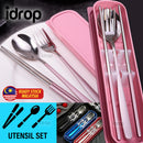 idrop Kitchen Stainless Steel Spoon Fork Chopsticks + Portable Box Set