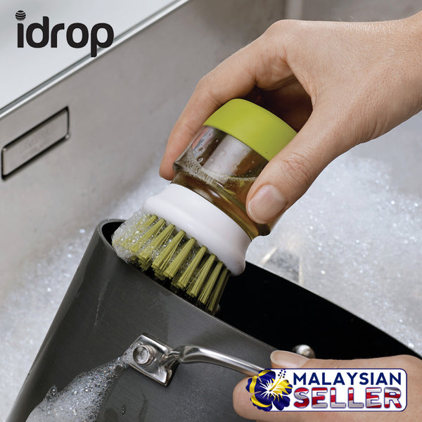 idrop Dishwasher Soap Dispensing Hand Scrub Cleaner - With Soap Container Storage