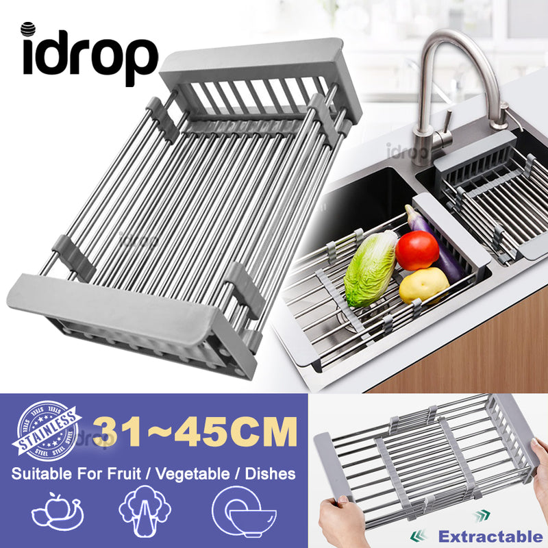 idrop Kitchen Sink Extendable Retractable Drain Wash Basket / Bakul Basuh Sinki Boleh Dipanjangkan [ 31cm~45cm ]