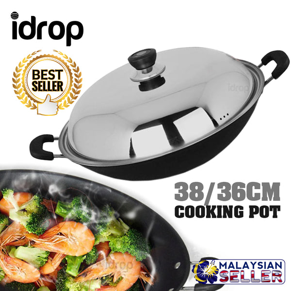 idrop 38CM / 36CM - REDSUN LIFE Kitchen Cooking Pot with Lid