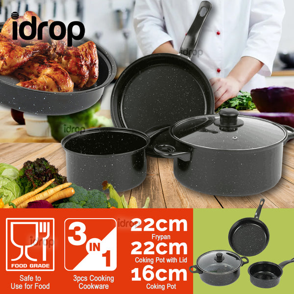 idrop 3PCS Kitchen Cooking Pot and Frypan