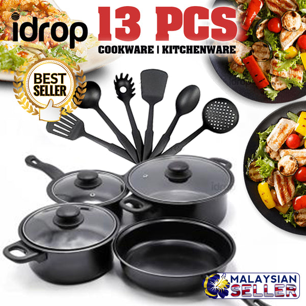 idrop 13 PIECES COOKWARE SET - Olympia Kitchenware Pot Pan and Utensils