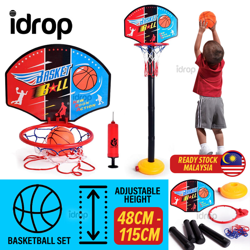 idrop 115CM Kid's Basketball Hoop Stand Game Set with Adjustable Height  [ 48cm~115cm ]