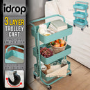 idrop 3 Layer Steel Rack Shelf Storage Trolley Cart
