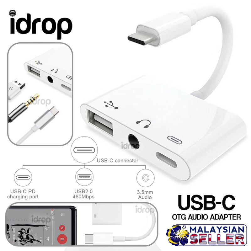 idrop USB-C OTG Audio Adapter [ Type C to USB / 3.5mm Audio Jack / Type C ]