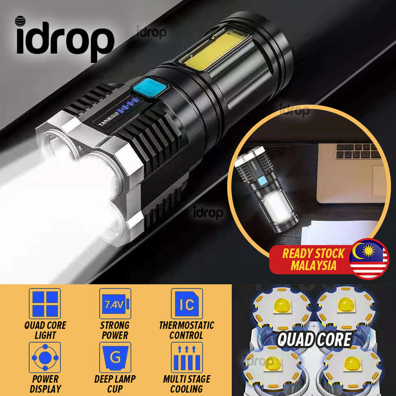 idrop 4 Core Rechargeable USB Flash Light / Lampu Suluh 4 Lensa / 4核充电手电筒