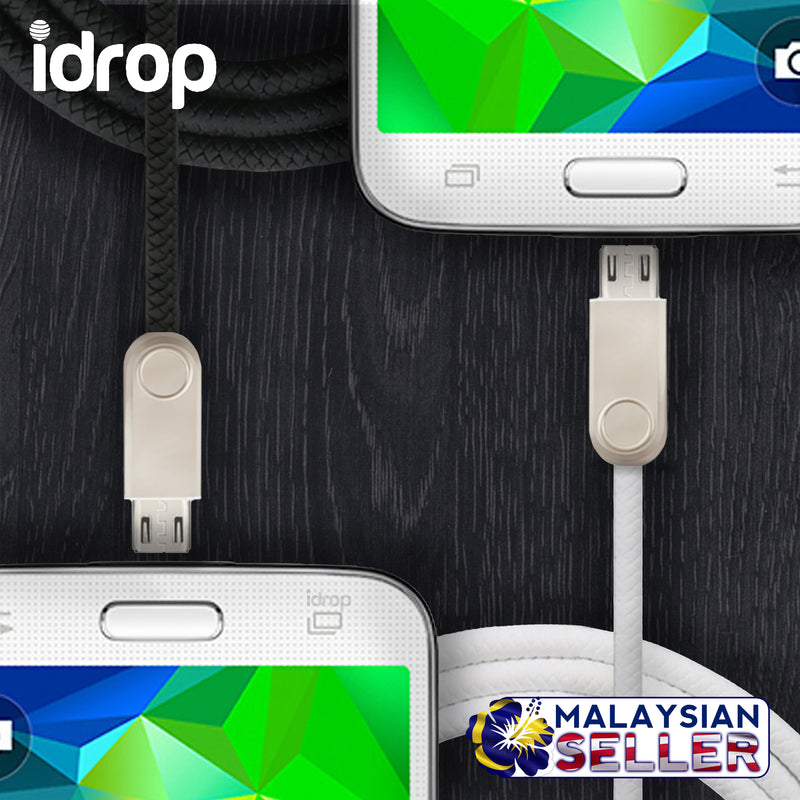 idrop Micro Charging / Data Transfer USB Cable | Black / White