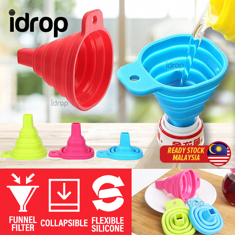 idrop [ 6CM ] Mini Silicone Flexible Collapsible Oil Liquid Water Funnel Kitchen Tool Filter