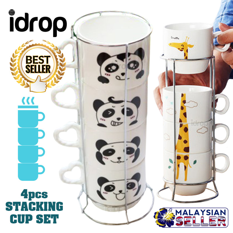 idrop Stacking Ceramic Cup Tower Set [ 4pcs Cup ]