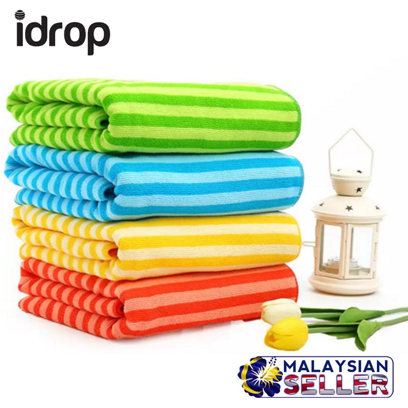 idrop Extra Soft & Quick Drying Towel - Multi Color Stripes Absorbent Fabric [ Set of 2 ]