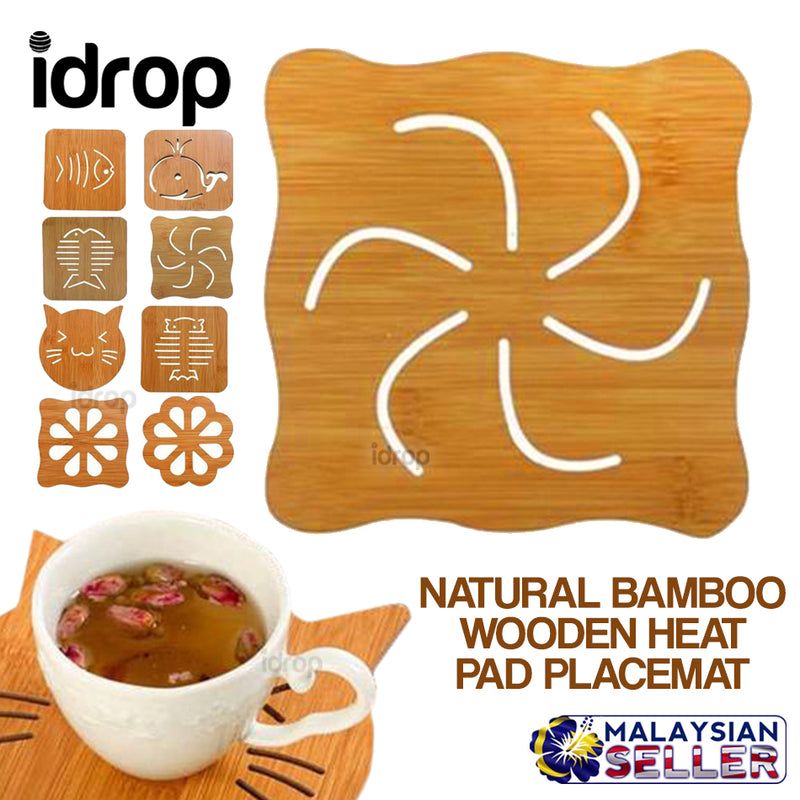 idrop NATURAL BAMBOO Wooden Heat Pad Placemat