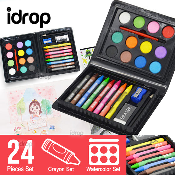idrop 24pcs Crayon & Water Color Art Set