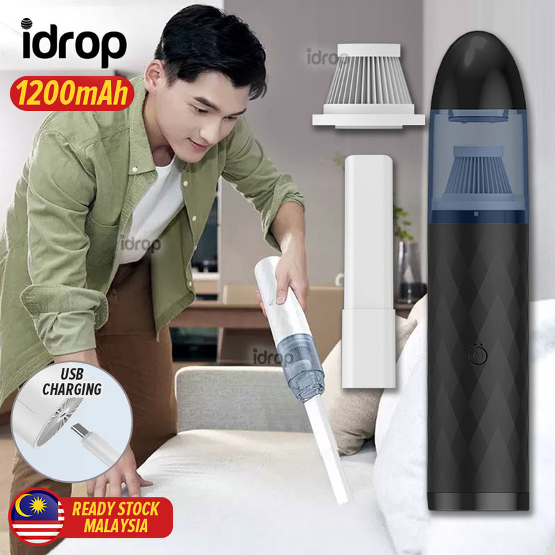 idrop [ 1200mAh ] USB Rechargeable Portable Car & Household Vacuum Cleaner / Vakum Kereta & Rumah Mudah Alih / USB充电火箭头车载吸尘器(1200MAH)