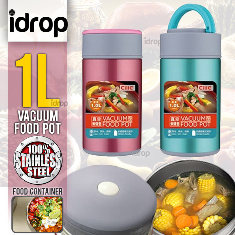 idrop 1L Multipurpose Portable Stainless Steel Vacuum Thermal Lunch Box