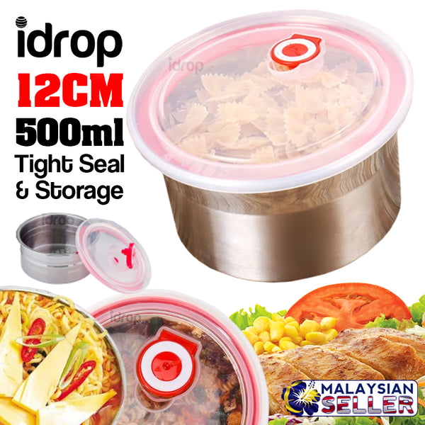 idrop 12cm Stainless Steel Kitchen Tight Seal Food Storage Container