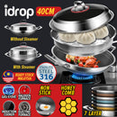 idrop [ 40CM ] 2 Layer SUS316 Stainless Steel Nonstick Cooking Wok and SUS304 Steamer / Kuali Memasak dan Stim / 2层SUS316不锈钢不粘锅和SUS304蒸锅