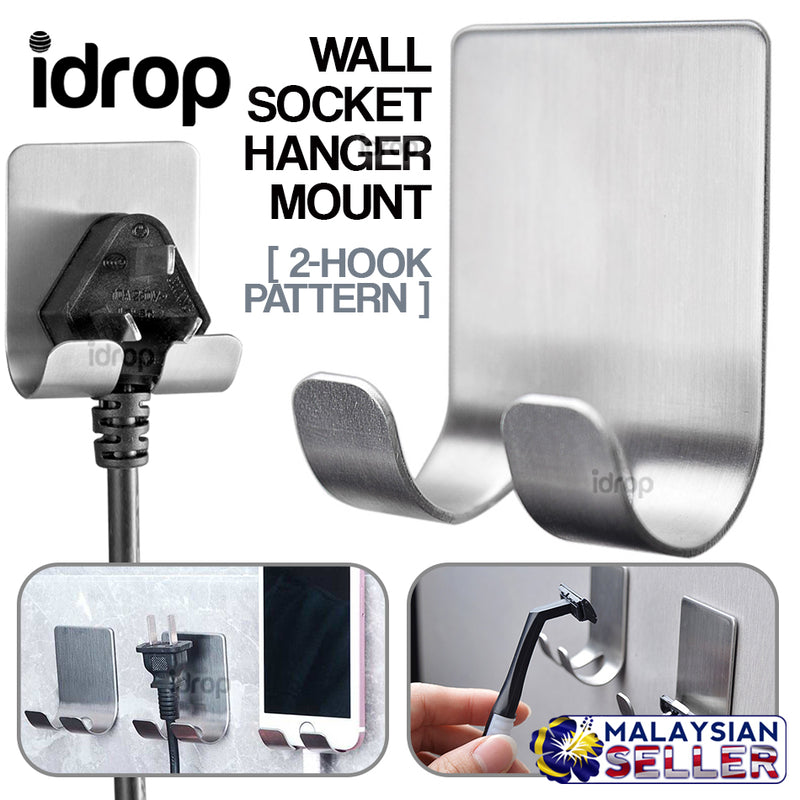 idrop Wall Socket Hanger for Home Kitchen and Bathroom [ 2-Hook Pattern ]