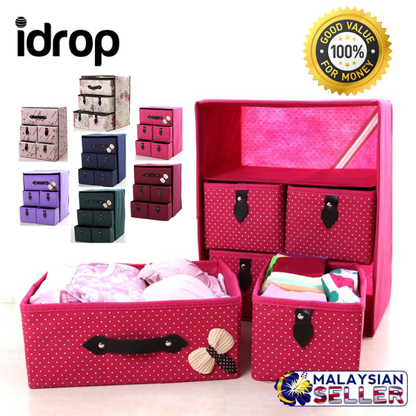 idrop Foldable 5 Slots Drawer Storage Box Organiser