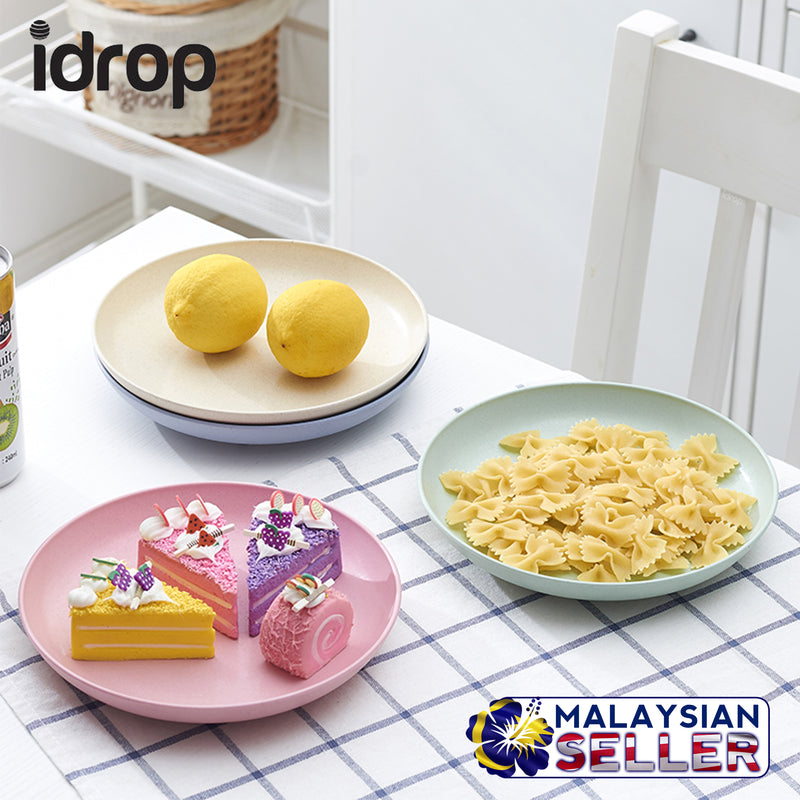 idrop Colorful Wheat Straw Plate [ SET of 4 ] [ RANDOM MIX COLOR ]