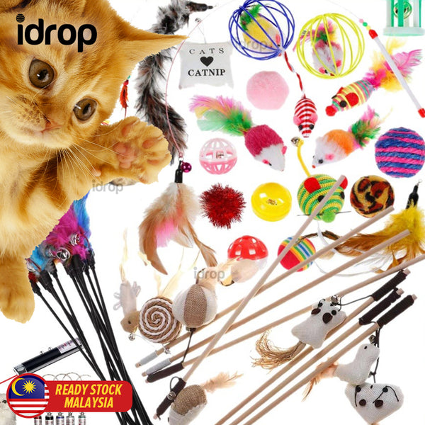 idrop  PET TEASER TOY Interactive Pet Training Cat Playing Toy / Alat Mainan Haiwan Peliharaan Pelbagai Jenis / 宠物逗趣玩具互动宠物训练猫玩玩具