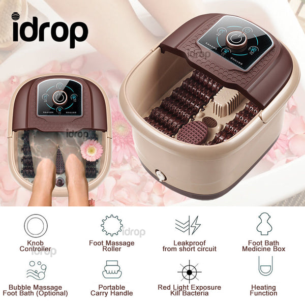 idrop Foot Spa Massage Electric Heating Warmer Bucket with Feet Massage Roller