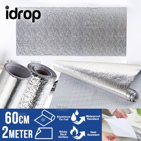 idrop  Kitchen & Cabinet Waterproof Heat Resistant Sticker Aluminium Tin Foil [ 60cm x 2 Meter ]