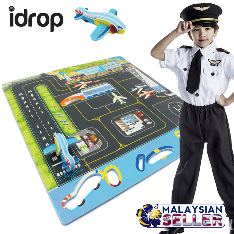 idrop Airport with DIY Aeroplane Puzzle Mat Foam for Babies Kids Children