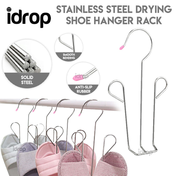 idrop 1pcs Multipurpose Stainless Steel Drying Shoe Hanger Rack