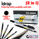 Idrop 12 Pcs PM-9905 2 In 1 CD Twin Permanent Marker and Pen Both Side Black Colour