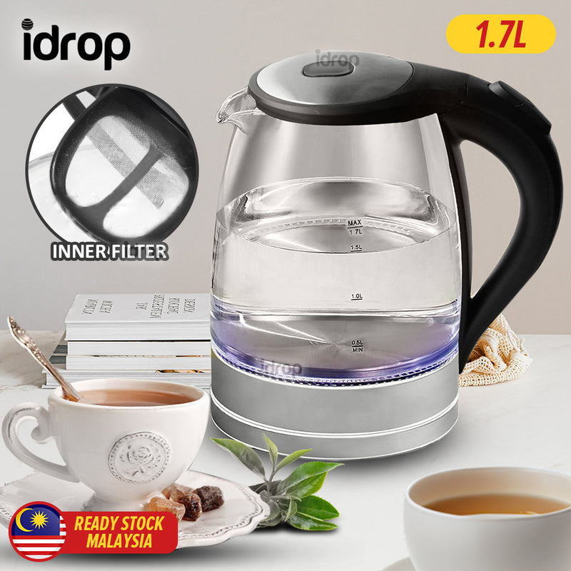 idrop [ 1.7L ] Glass Electric Kettle 1850W / Cerek Air Kaca Elektrik 1700ml / 【1.7L】玻璃电热水壶1850W