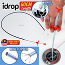 idrop [ 60CM ] Flexible Sink Drainage Plumbing Cleaning Rod with Grapple Clipper