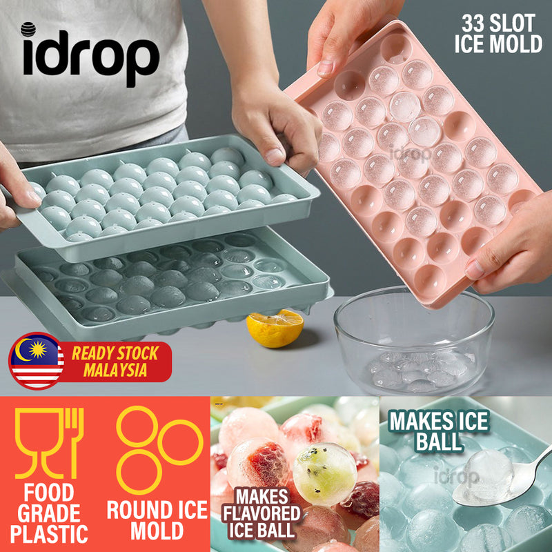 idrop [ 33 SLOT ] Round Sphere Ice Maker Mold Tray / Acuan Membuat Ais Bulat / 圆形冰块模具
