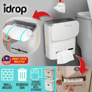 idrop [ 2 IN 1 ] Wall Mounted Trash Rubbish Bin + Tissue Plastic Roll Storage / Tong Sampah + Kotak Simpanan Tisu & Plastic / 塑料中号滑盖壁挂垃圾桶