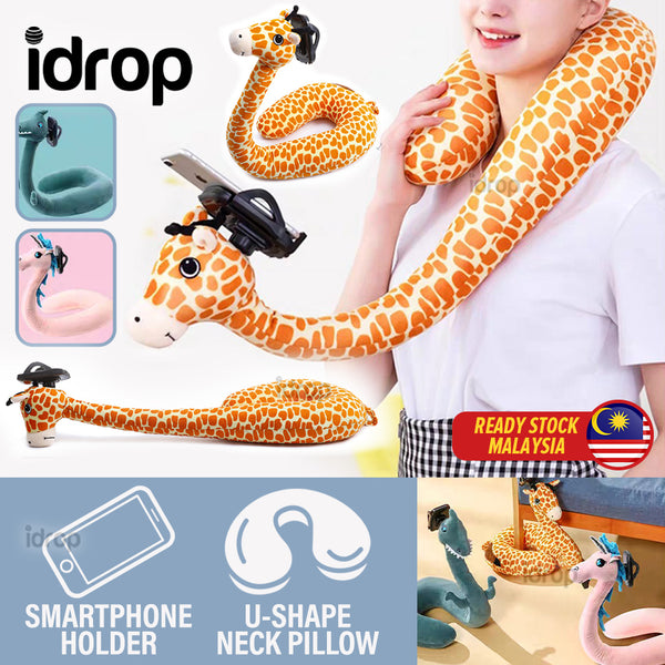 idrop U-Shape Animal Neck Pillow with Smartphone Phone Holder