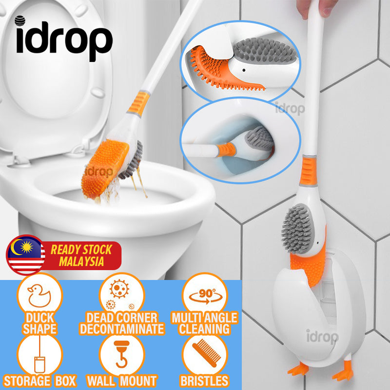 idrop Diving Duck Silicone Toilet Seat Cleaning Brush / Berus Pencuci Jamban Tandas / 创意可爱潜水鸭马桶刷无死角厕所神器小鸭长柄创意卫生间清洁刷子