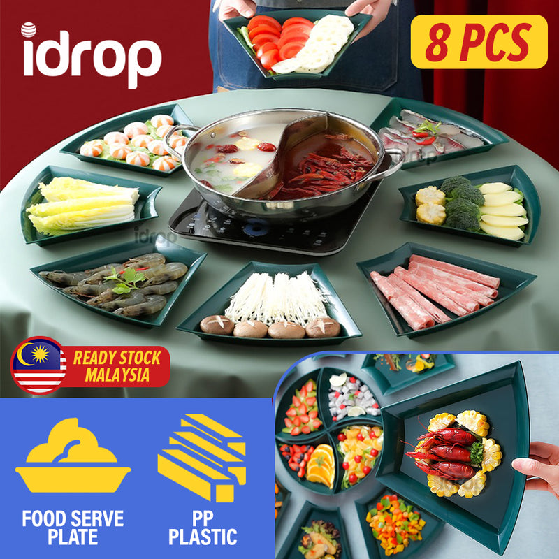 idrop [ 8PCS ] Crescent Dining Serve Plate Food Platter / Pinggan Lauk Makanan / 塑料月牙盘