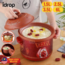 idrop Multifunctional Casserole Ceramic Stew Pot Cooker [ 1.5L / 2.5L/  3.5L / 6L ] / Periuk Seramik Kaserol Pelbagai fungsi / 多功能砂锅陶瓷炖锅 [ 1.5L / 2.5L/ 3.5L / 6L ]