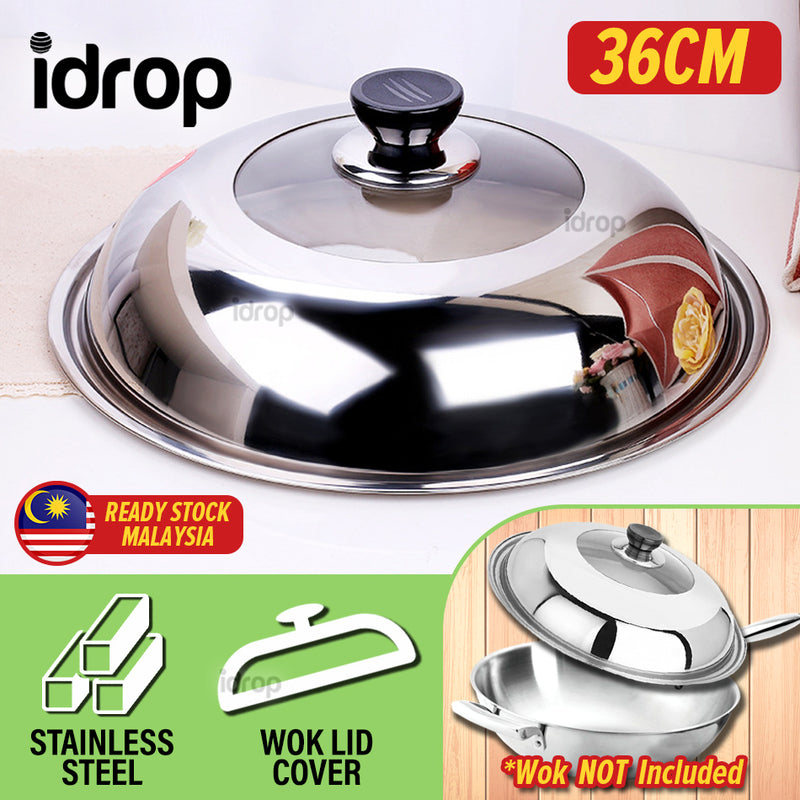 idrop 36CM Stainless Steel Cooking Wok Lid Cover
