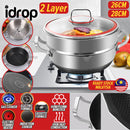 idrop [ 26CM / 28CM ] Stainless Steel Honeycomb Nonstick Cooking Wok SUS316 Heightened Hotpot With Steamer Layer / Periuk Memasak Keluli Tahan Karat dan Pengukus / (全满内蜂窝)26CM/28CM不粘SUS316加高火锅带蒸格