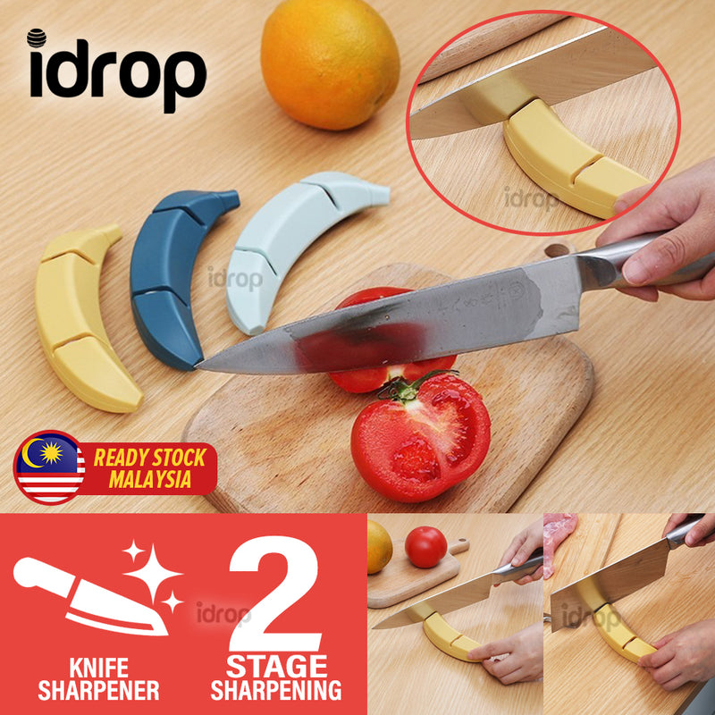 idrop 2 Stage Banana Shape Kitchen Knife Sharpener / Pengasah Pisau Bentuk Pisang / 香蕉磨刀器